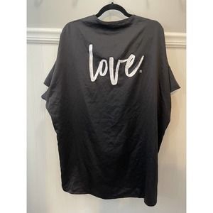 Victoria’s Secret Satin Ruffle Kimono robe Short sleeve “LOVE” O/S Black NWOT